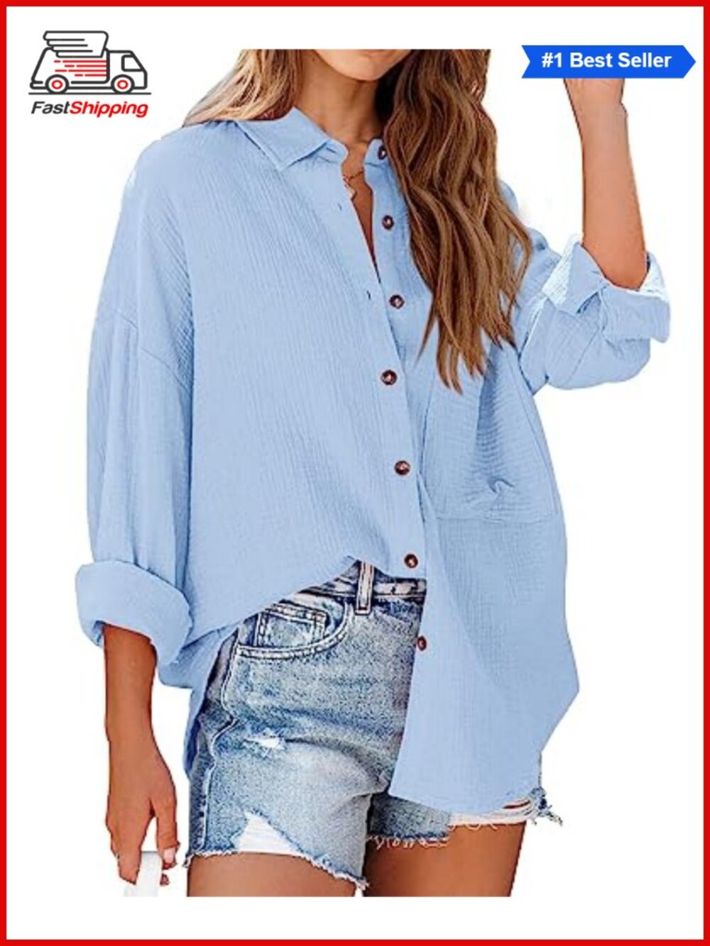 Womens Button Down Blouse Long Sleeve Business Casual Top